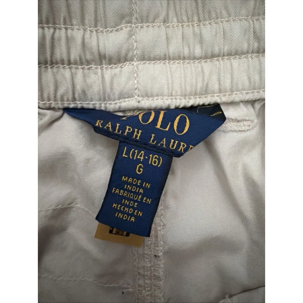 Lot of 5 Polo Ralph Lauren Boys Beige Chino Shorts L 14-16 Cotton Drawstring